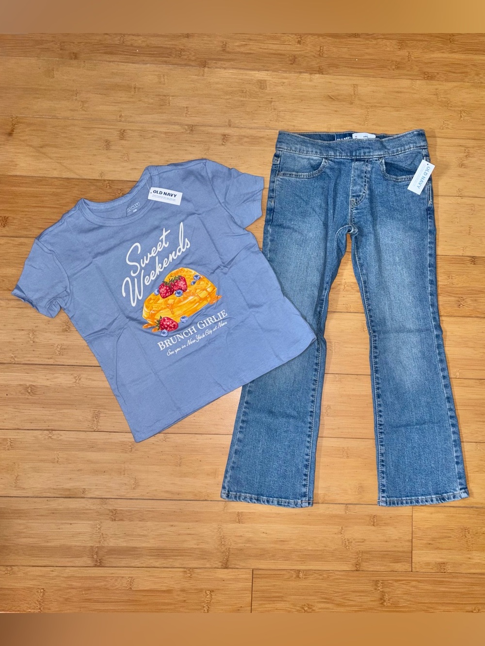 NWT Girl’s Size M 8 Outfit - Brunch Tee Top & Jeans Pants Set
